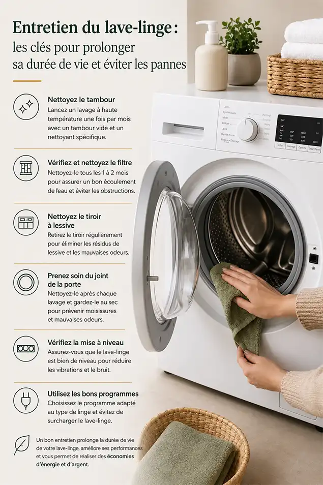À quelle heure faut-il lancer la machine à laver aujourd'hui ? 6 Cómo hacer el mantenimiento a la lavadora