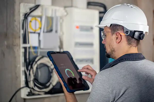 Imobile noi în Valencia: ce trebuie să ai în vedere înainte de a cumpăra și de ce contează dezvoltatorul imobiliar 3 electricista de una obra de Marina d'Or Construcciones en el panel de electricidad.
